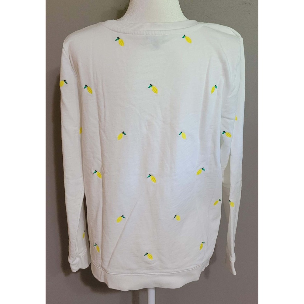 Talbots Embroidered Lemon White Crewneck - Picture 2 of 7